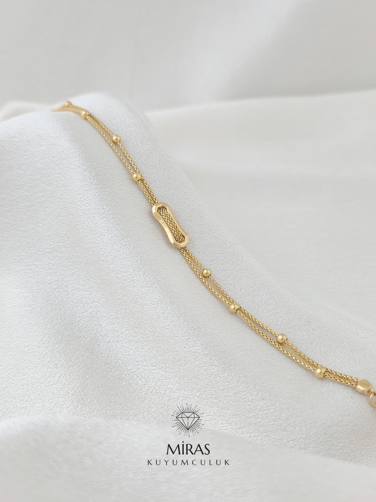 14 Ayar Altın - Yeşil Altın Bileklik K14BLK375