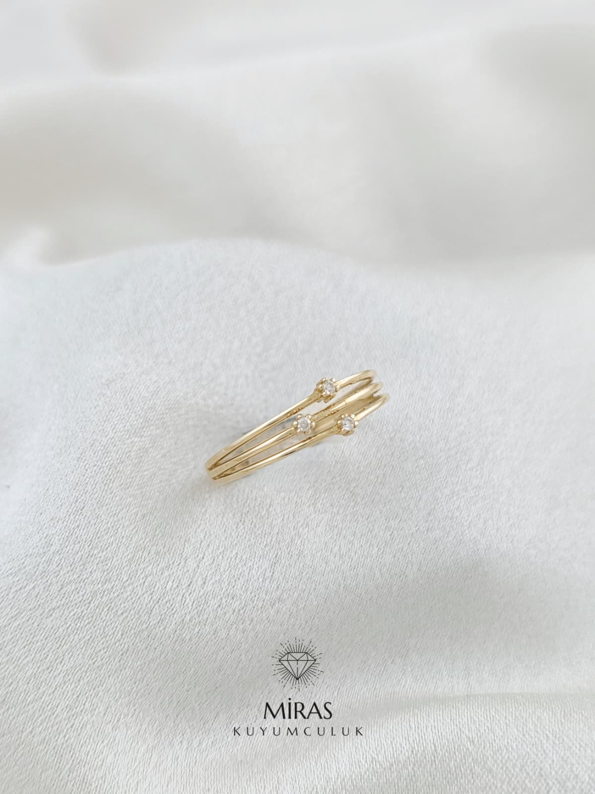 14 Ayar Altın - Yeşil Altın Taşlı Spor Yüzük K14YZK428