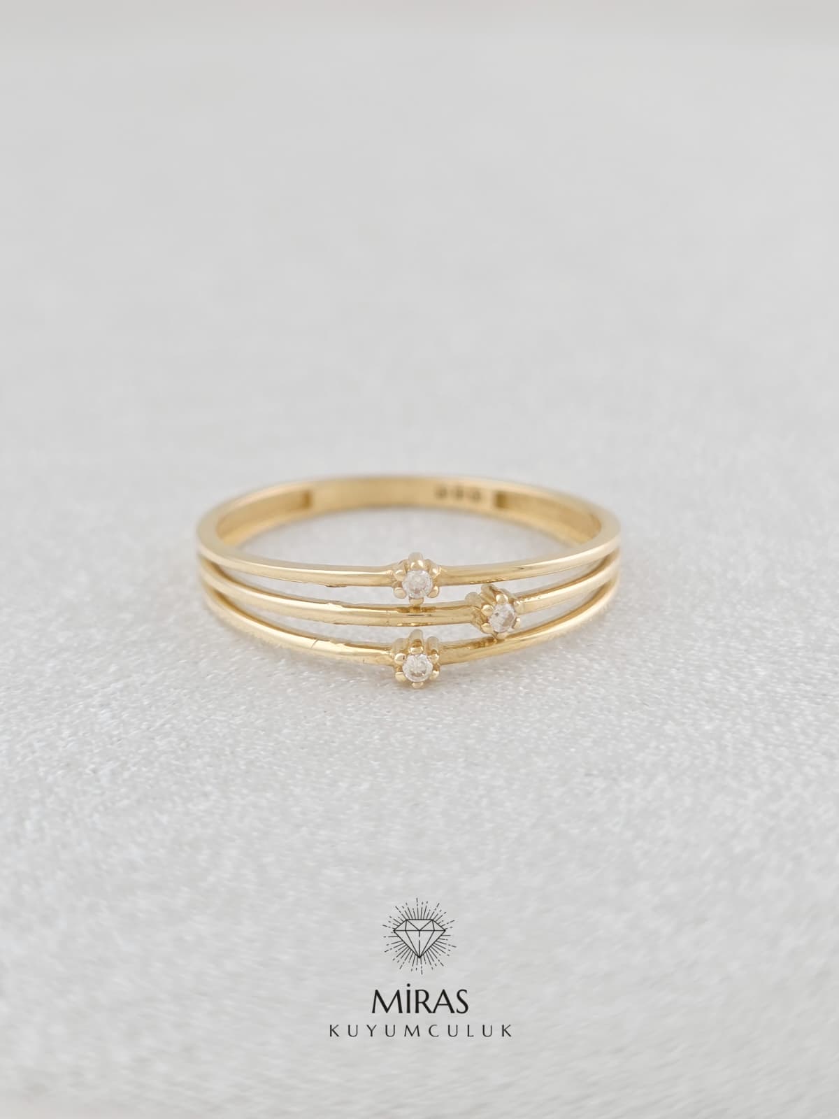 14 Ayar Altın - Yeşil Altın Taşlı Spor Yüzük K14YZK428