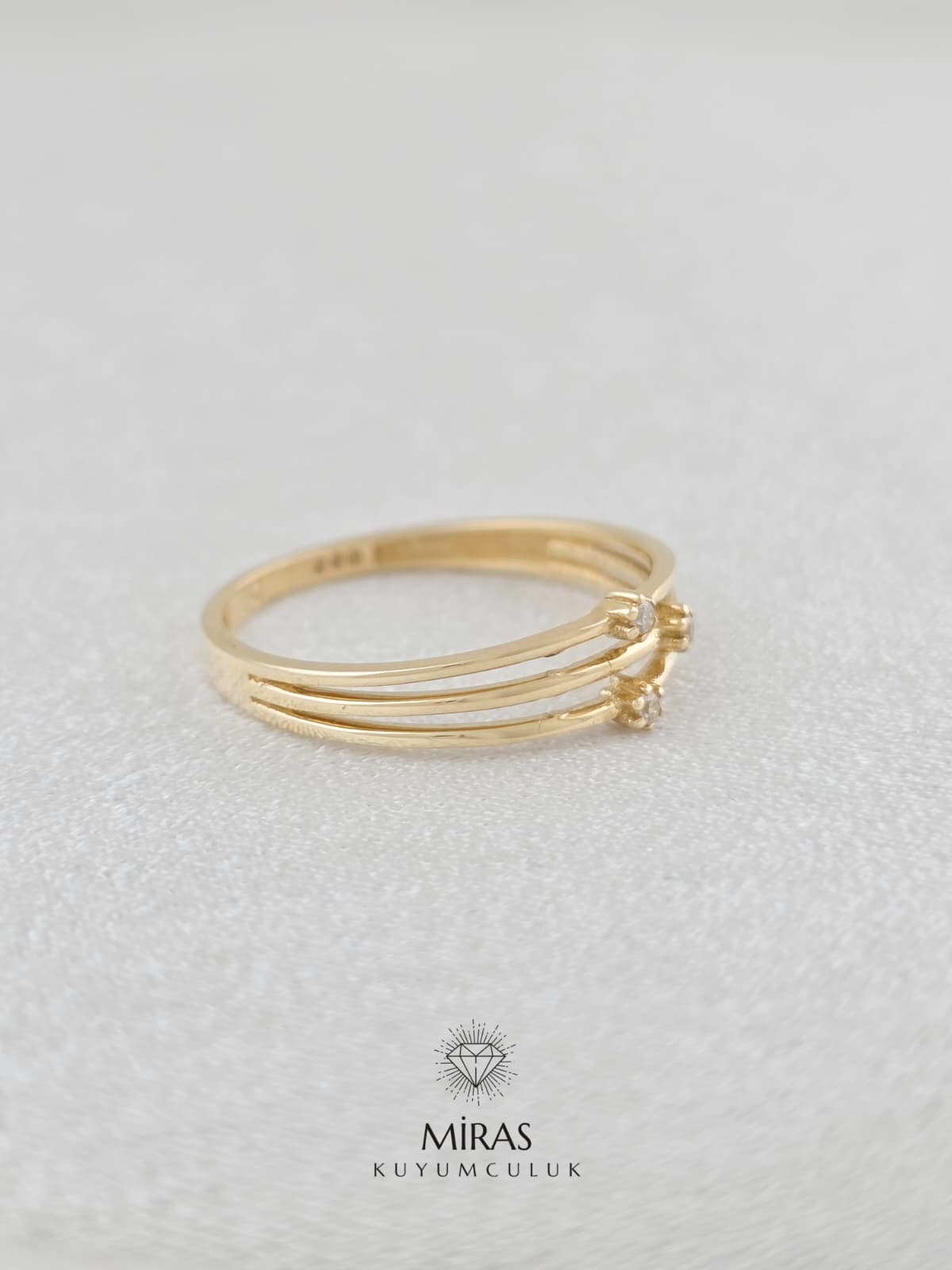 14 Ayar Altın - Yeşil Altın Taşlı Spor Yüzük K14YZK428