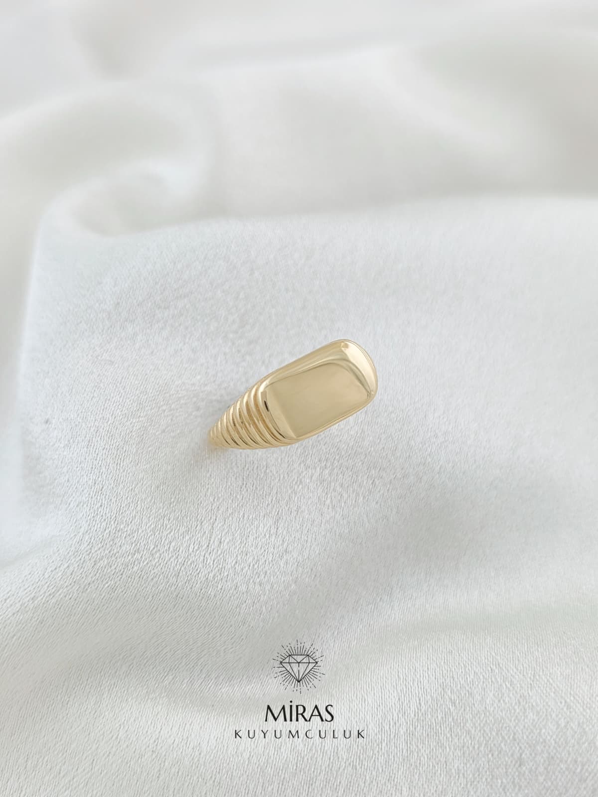 14 Ayar Altın - Yeşil Altın Vintage Yüzük 14YZK926