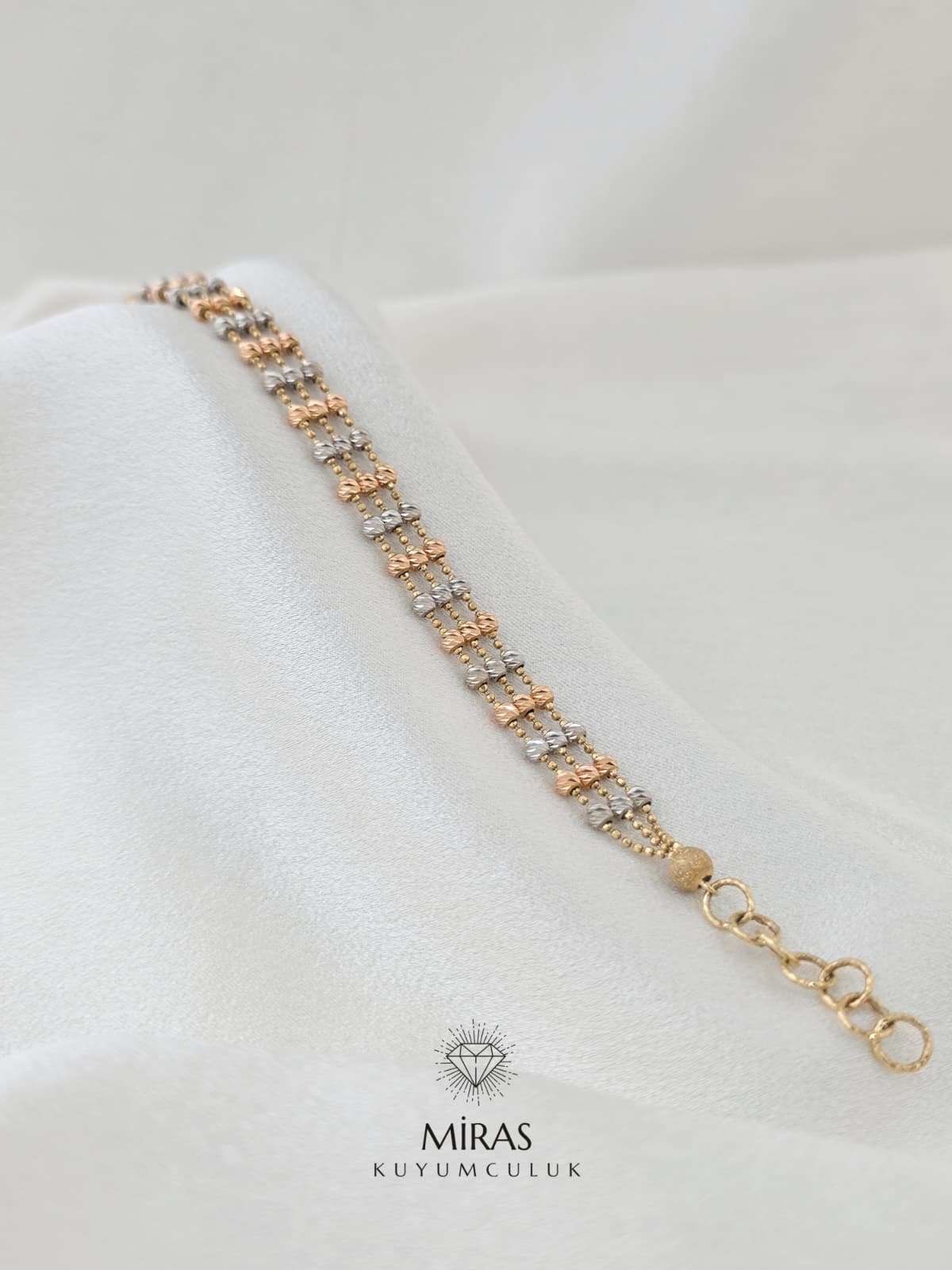 14 Ayar Altın - Üç Renkli Dorika Bileklik 14BLK743