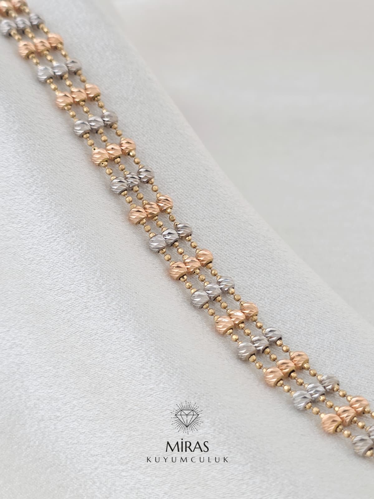 14 Ayar Altın - Üç Renkli Dorika Bileklik 14BLK743