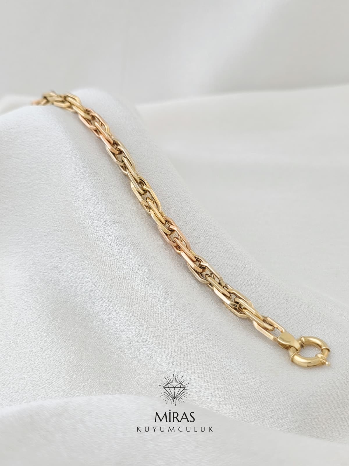 14 Ayar Altın - Üç Renkli Bileklik 14BLK805