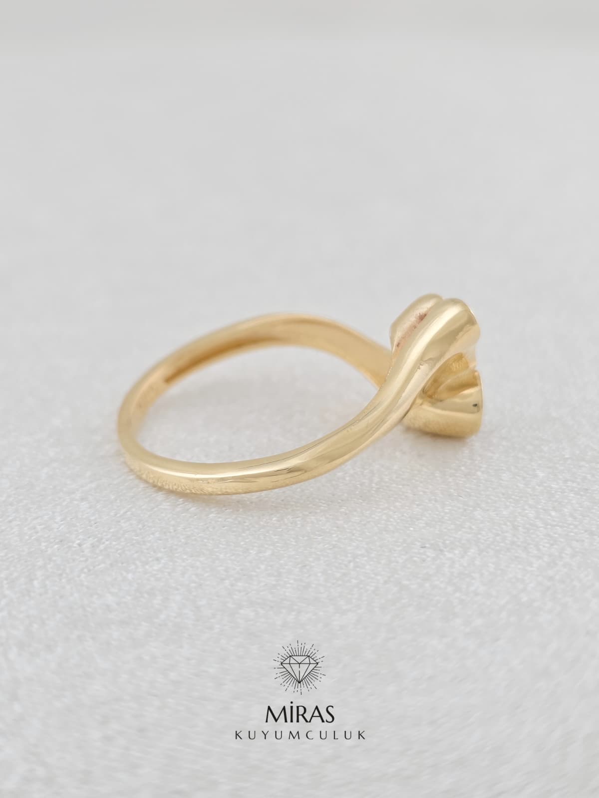 14 Ayar Altın - Taşlı Kalpli Spor Yüzük 14YZK976
