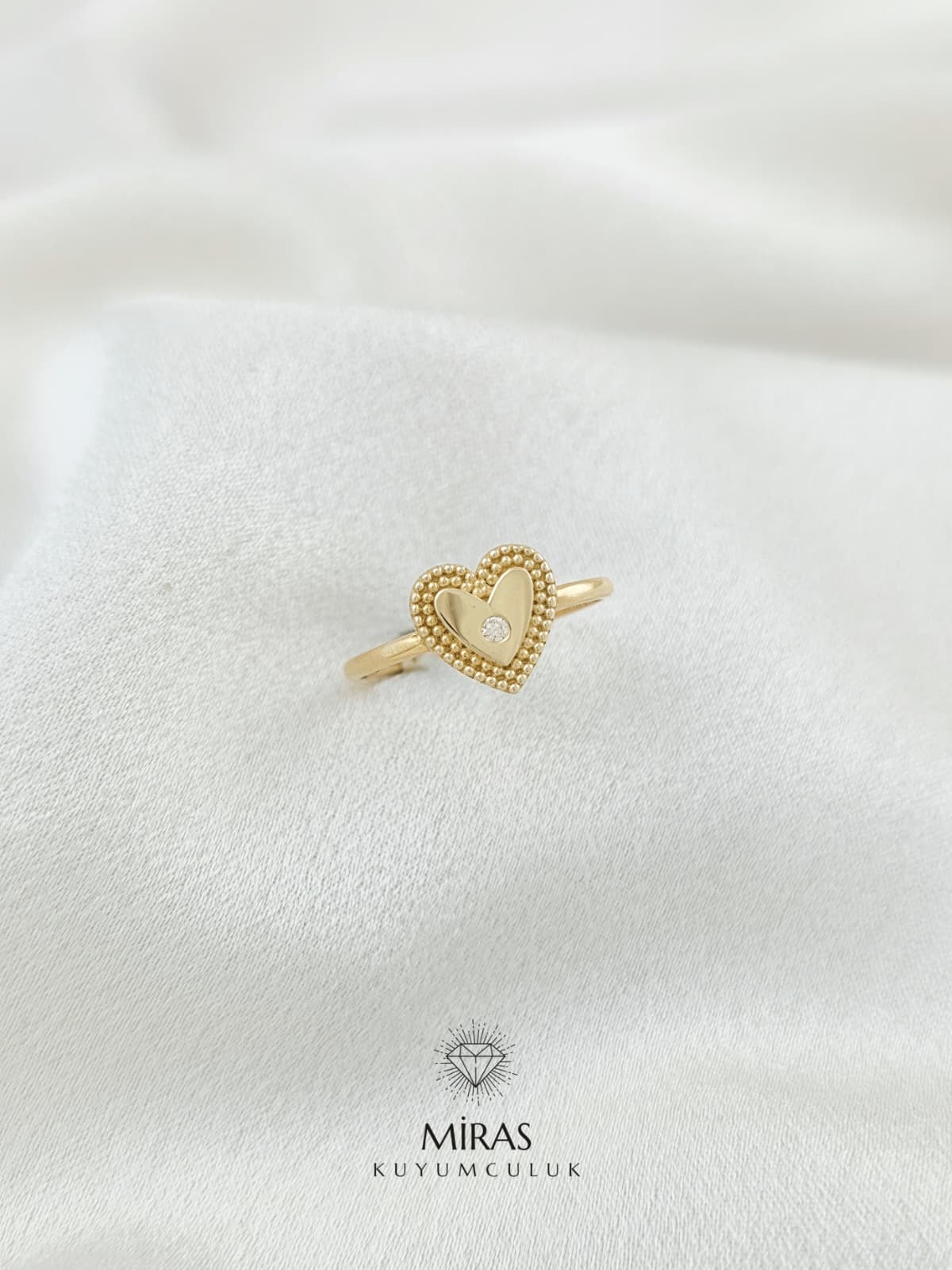 14 Ayar Altın - Kalpli Spor Yüzük 14YZK292