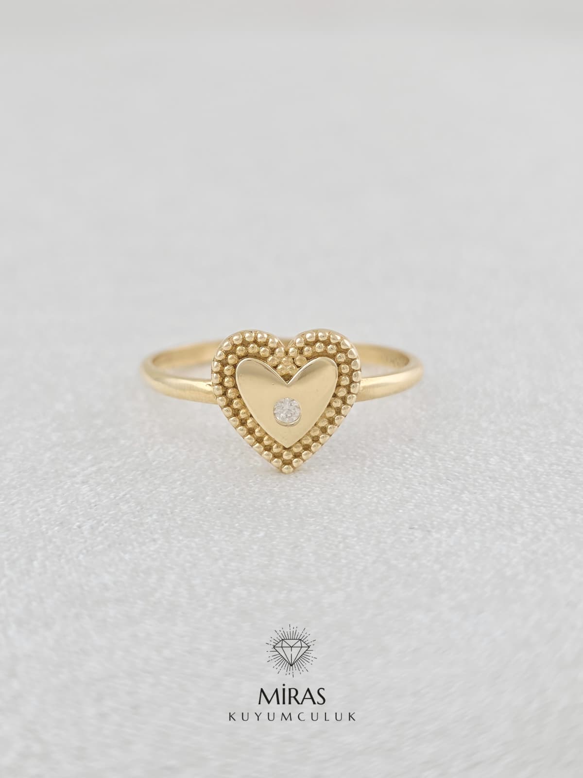 14 Ayar Altın - Kalpli Spor Yüzük 14YZK292