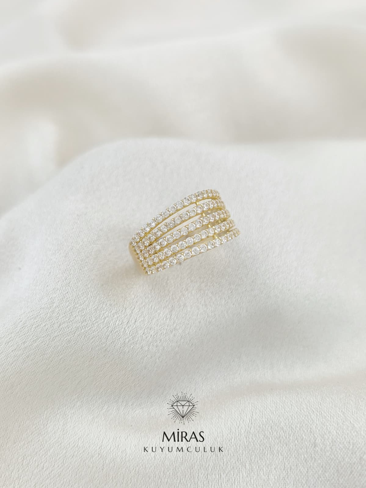 14 Ayar Altın - Beş Sıra Taşlı Yüzük 14YZK978
