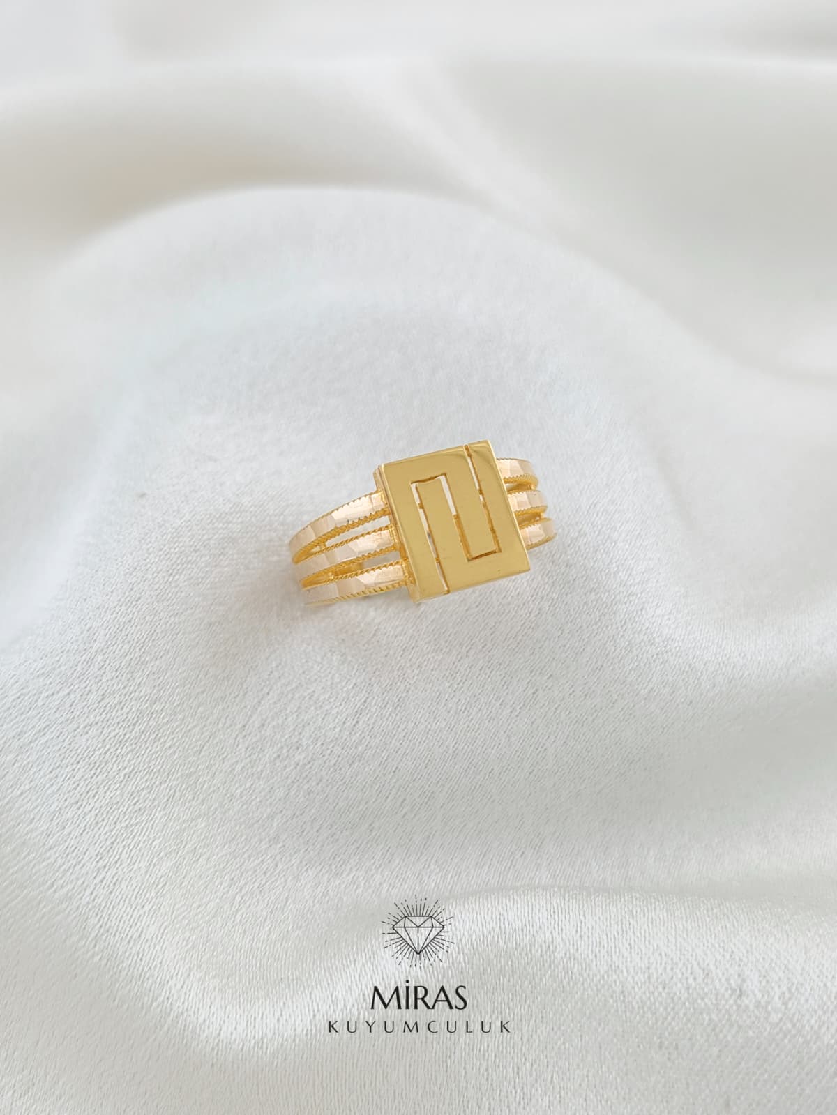 14 Ayar Altın - Taşsız Labirent Yüzük 14YZK963