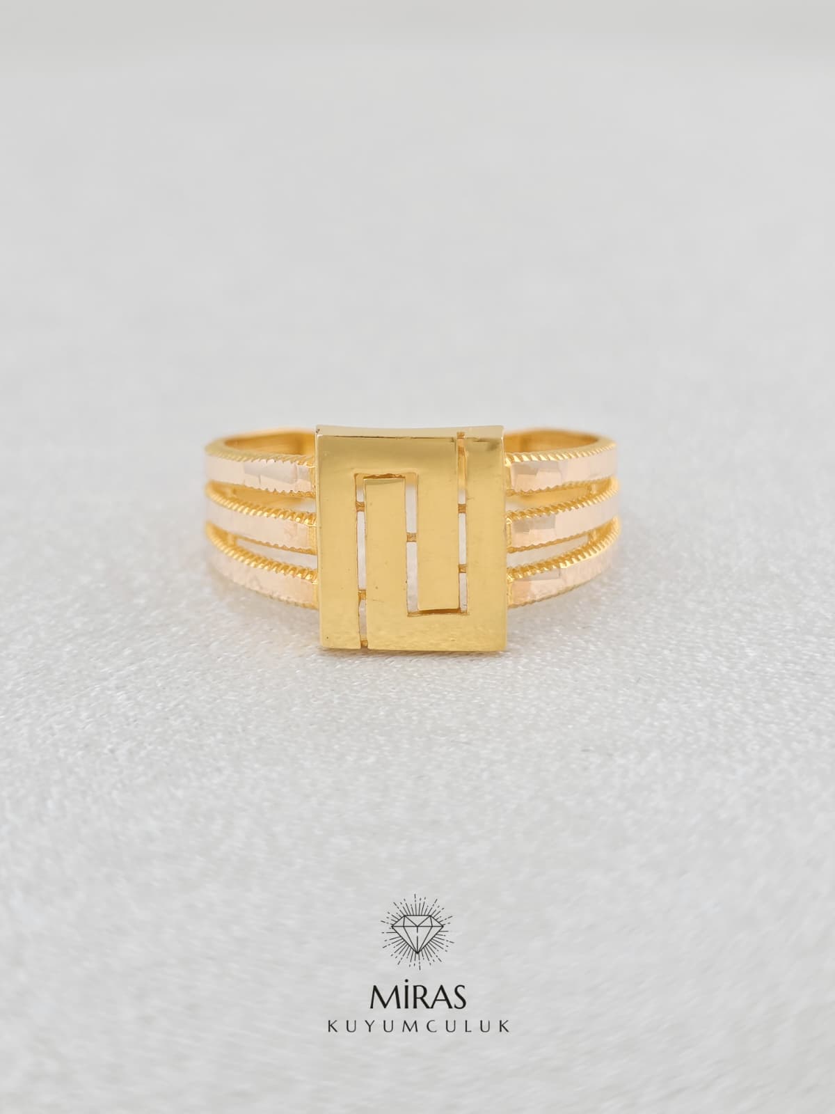 14 Ayar Altın - Taşsız Labirent Yüzük 14YZK963