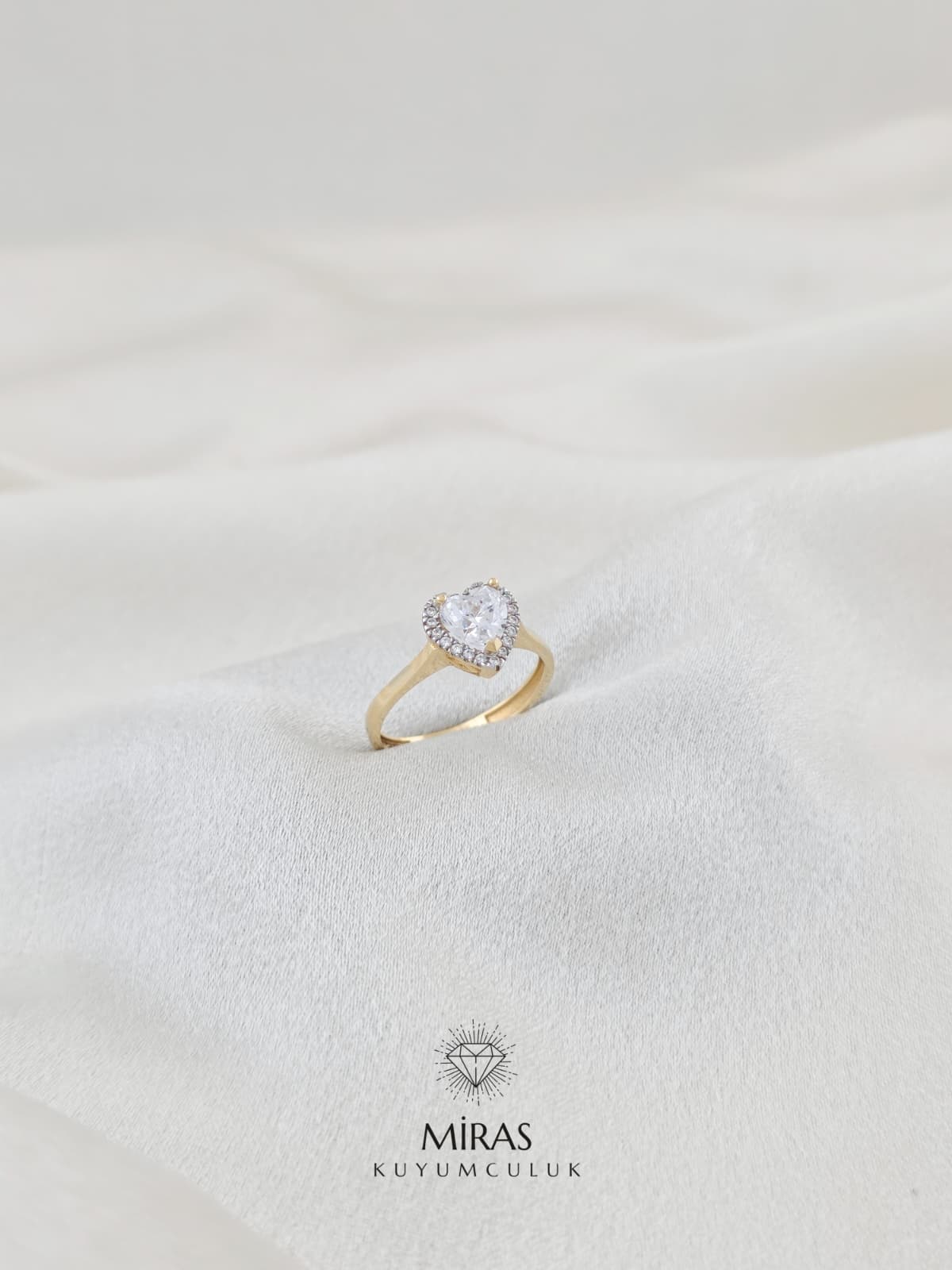 14 Ayar Altın - Kalpli Yüzük K14YZK149