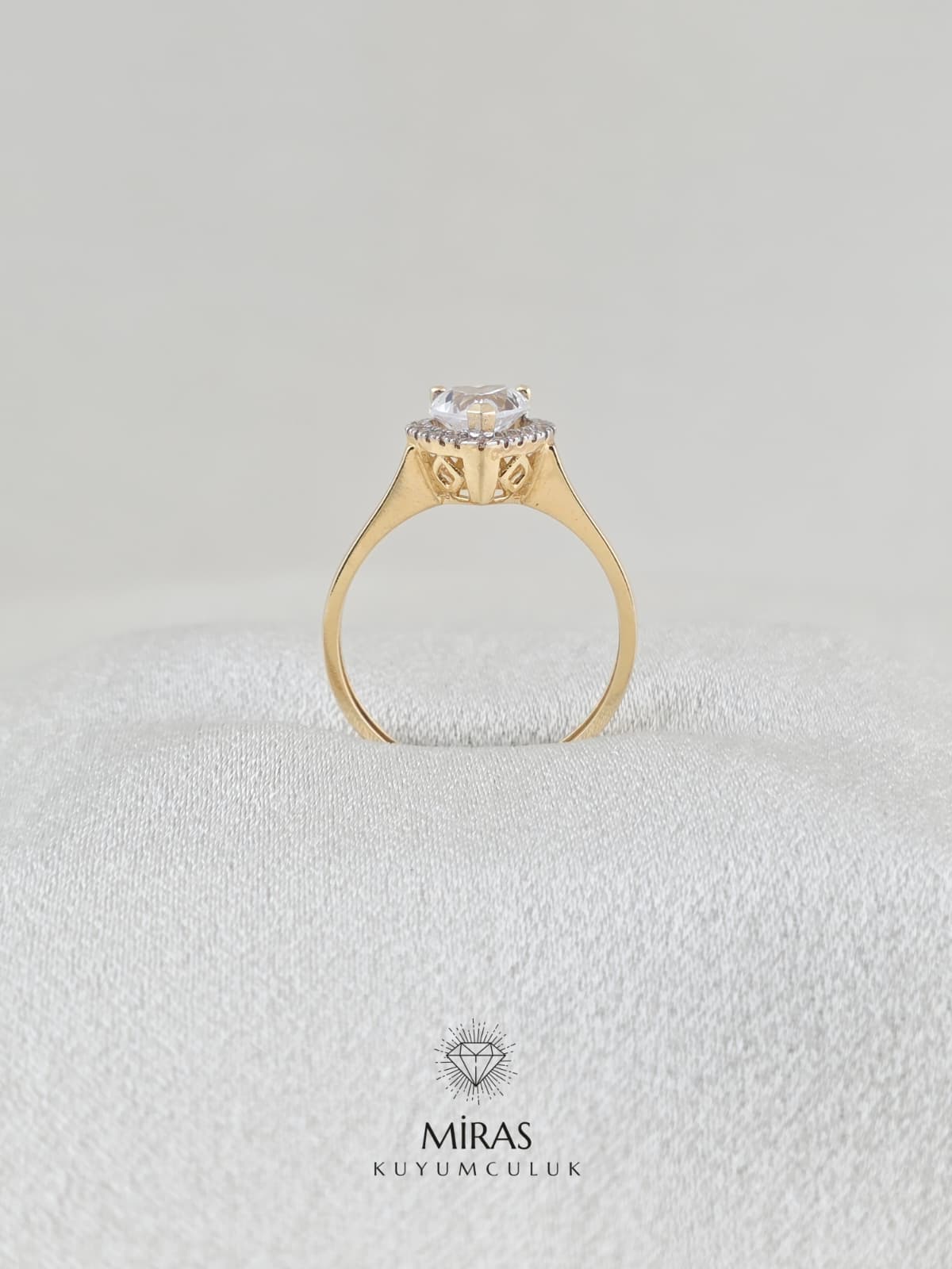 14 Ayar Altın - Kalpli Yüzük K14YZK149