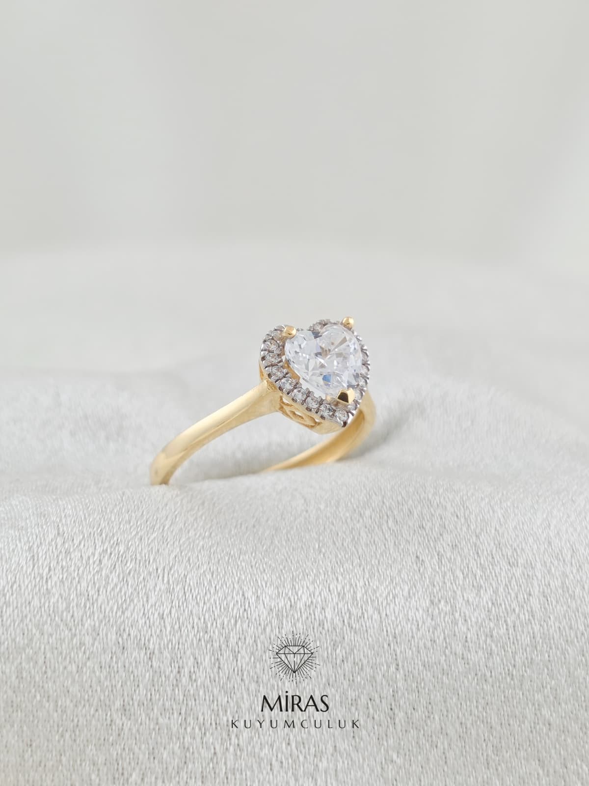 14 Ayar Altın - Kalpli Yüzük K14YZK149