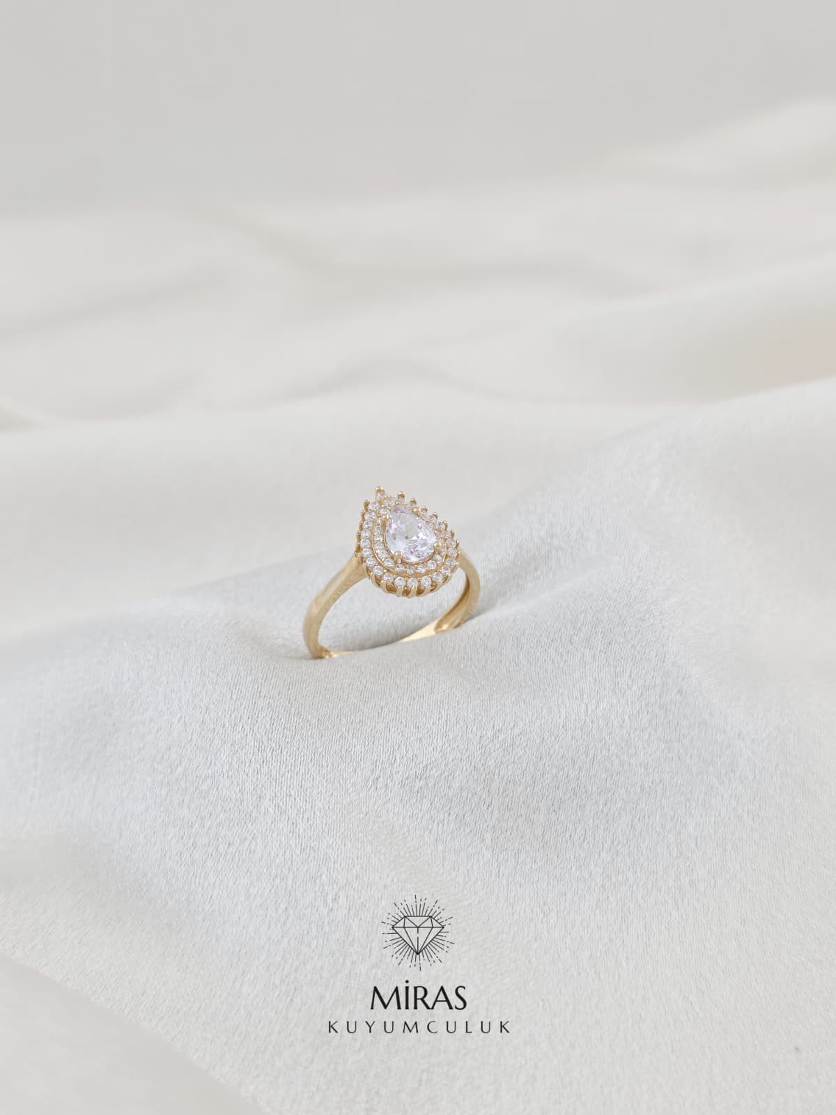 14 Ayar Altın - Damla Fantezi Yüzük 14YZK78