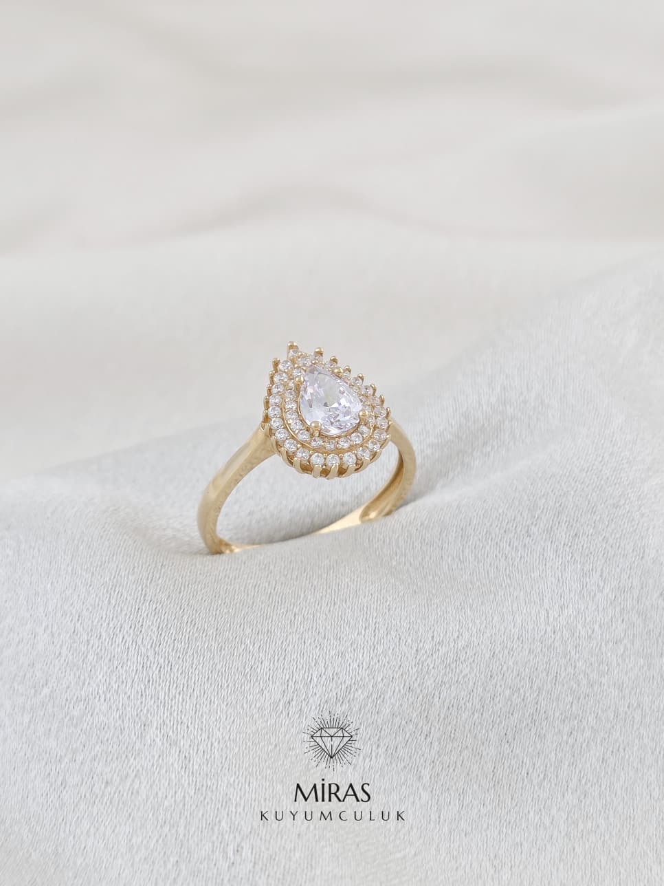 14 Ayar Altın - Damla Fantezi Yüzük 14YZK78