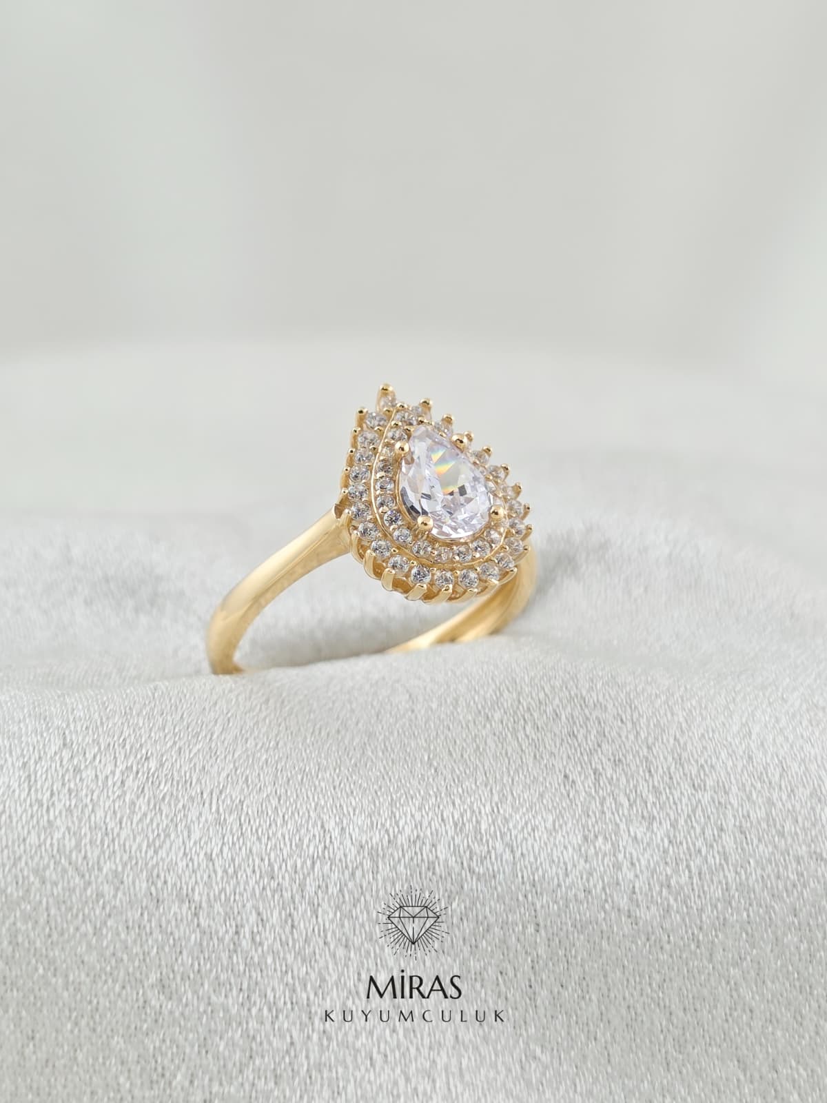 14 Ayar Altın - Damla Fantezi Yüzük 14YZK78