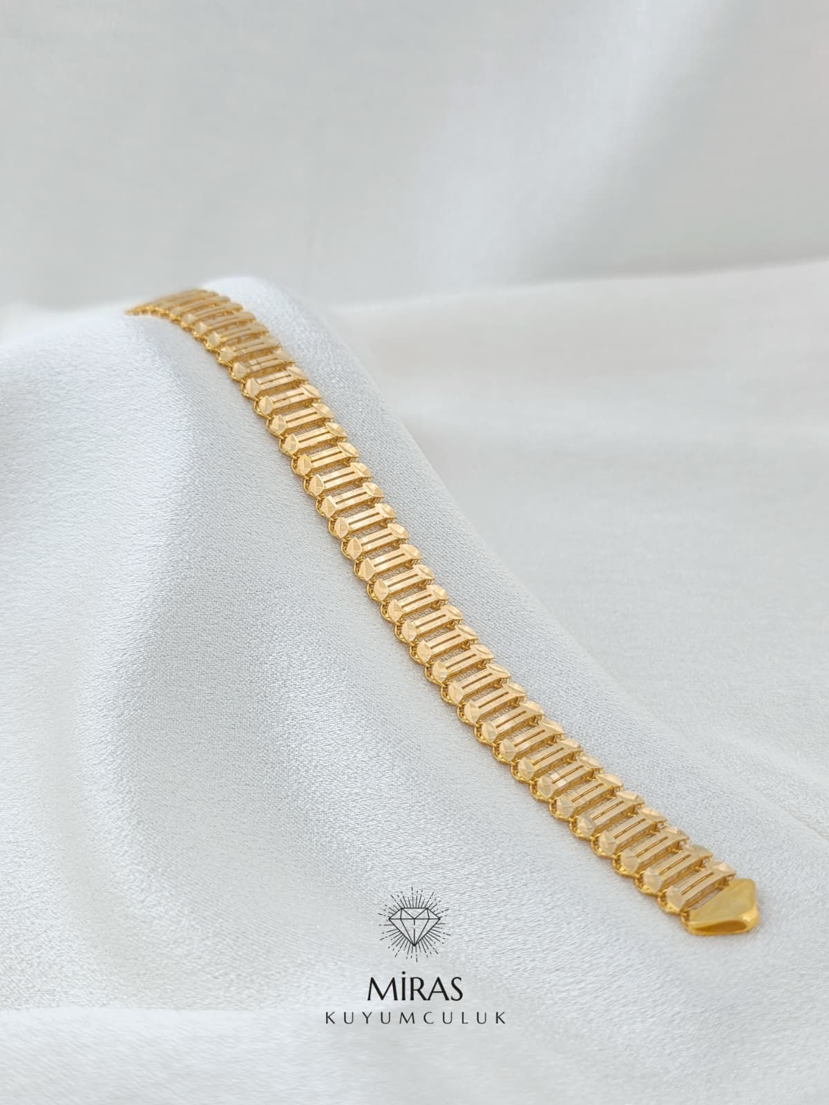 14 Ayar Altın - Pul Zincirli Şerit Ajda Bileklik 14BLK883
